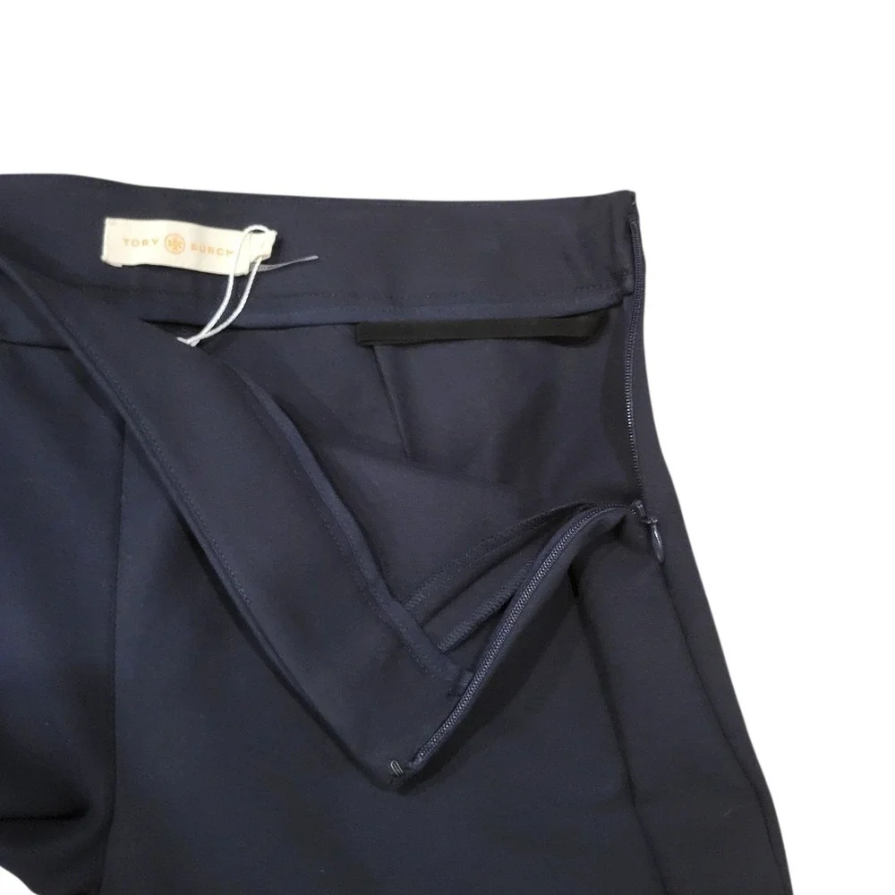 Tory Burch Maude Navy Blue Stretch Ankle Flat Front Cigar Pants Size‎ 2 I376